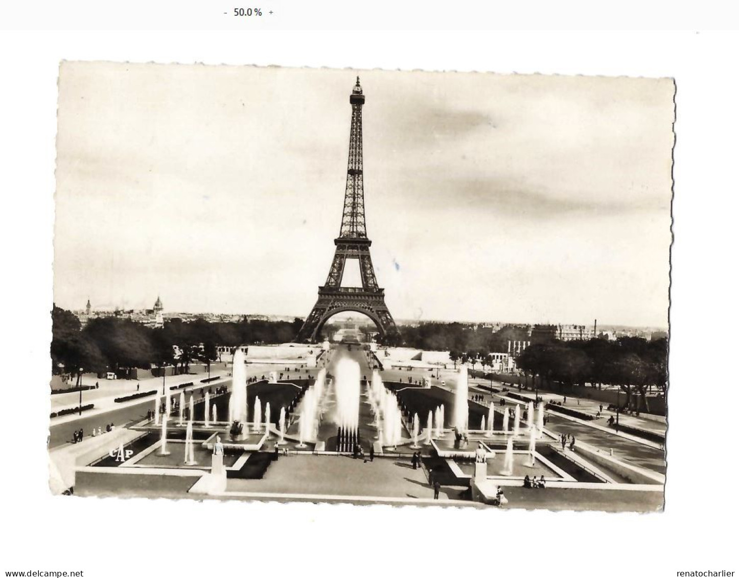 Les Fontaines Du Palais De Chaillot Et La Tour Eiffel.Expédié à Gand (Belgique).Vignette Tour Eiffel. - Eiffeltoren