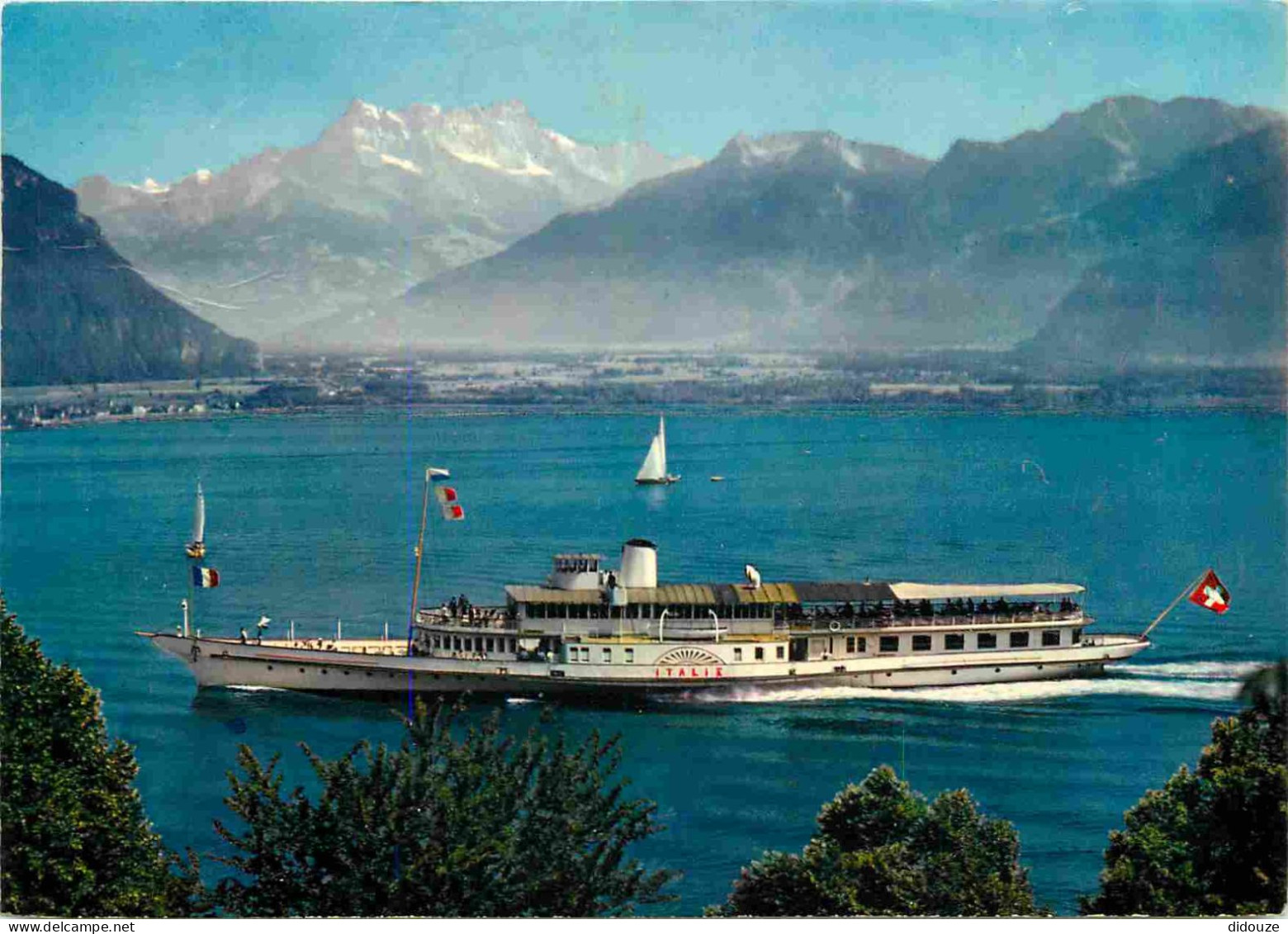 Bateaux - Bateaux Promenade - Suisse - Bateau-Salon Italie Et Les Dents Du Midi - CPM - Voir Scans Recto-Verso - Autres & Non Classés