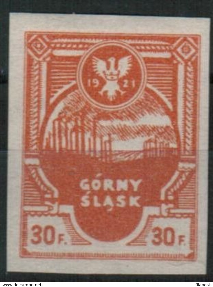 1921 Oberschlesien Upper Silesia Korfanty Uprising 30 Fen Orange Imperforated Signed St. Mikstein MNH** P06 - Unused Stamps