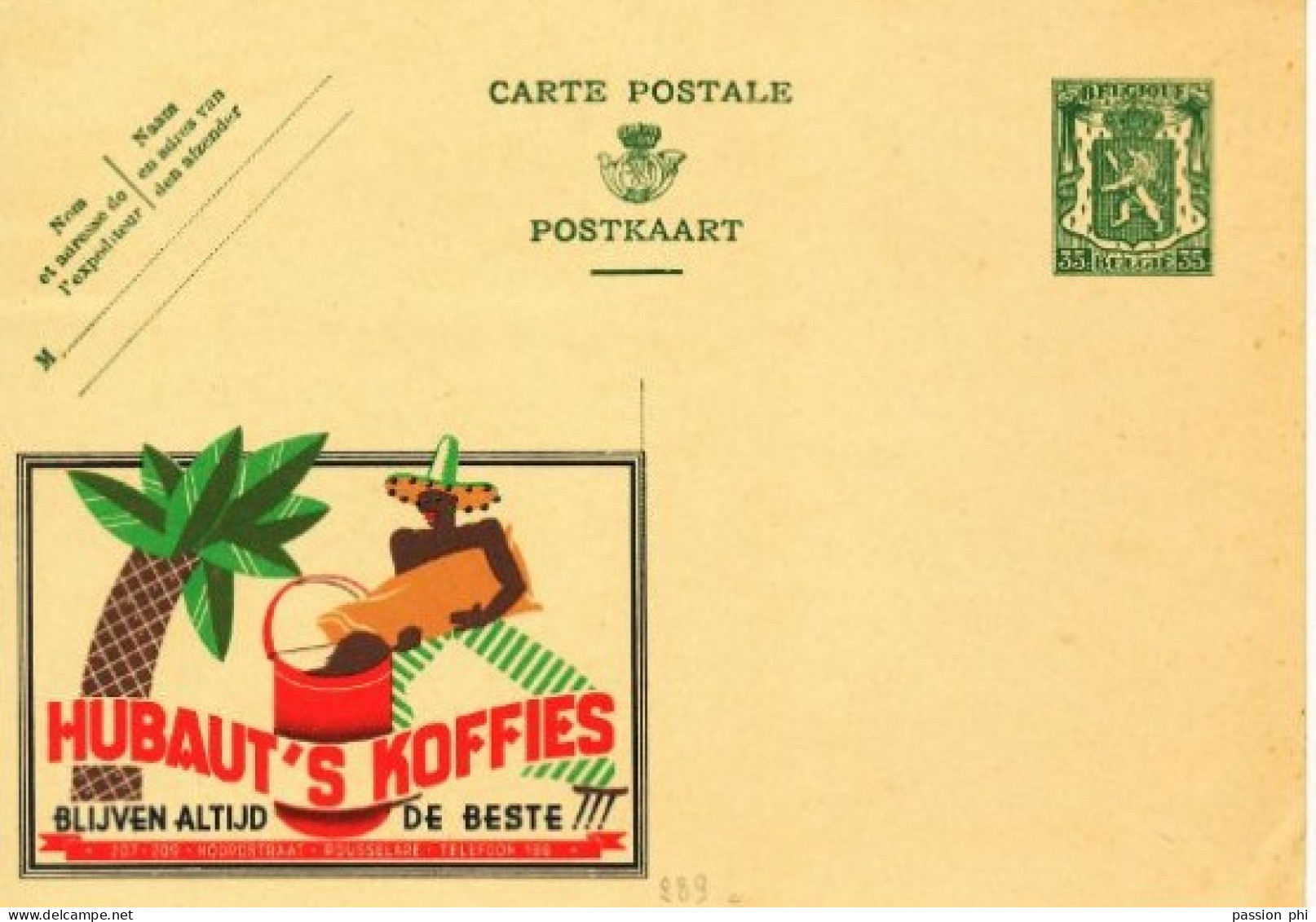 BELGIUM PPS 35C GREEN "SCEAU D'ETAT" SBEP 6 PUBLIBEL 289C HUBAUT'S KOFFIES UNUSED - Publibels