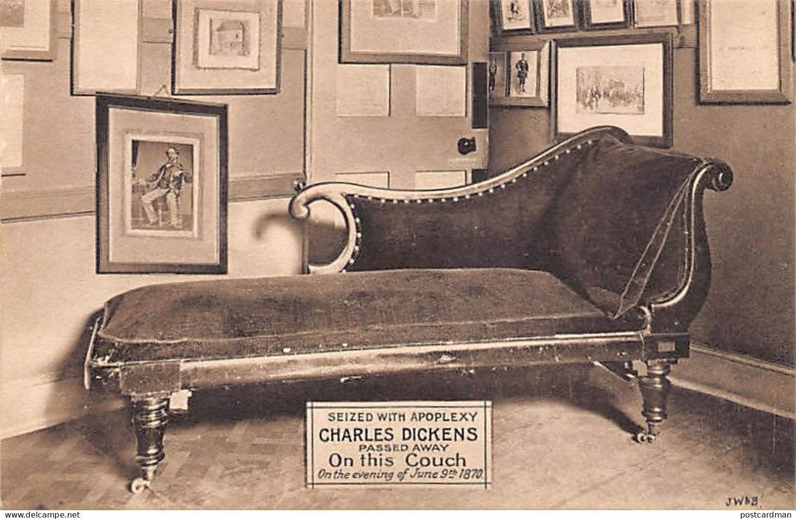 England - Hants - PORTSMOUTH Seized With ApoplexyCharles Dickens Passed Away On This Couch On June 9th 1870 - Portsmouth