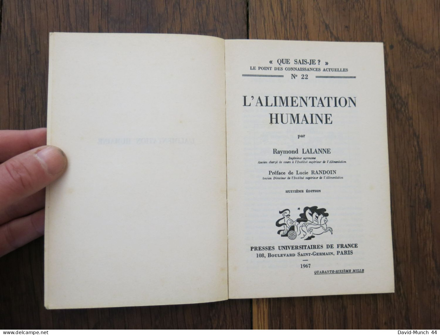 Que Sais-je? N° 22: L'alimentation Humaine De Raymond Lalanne. PUF. 1967 - Santé