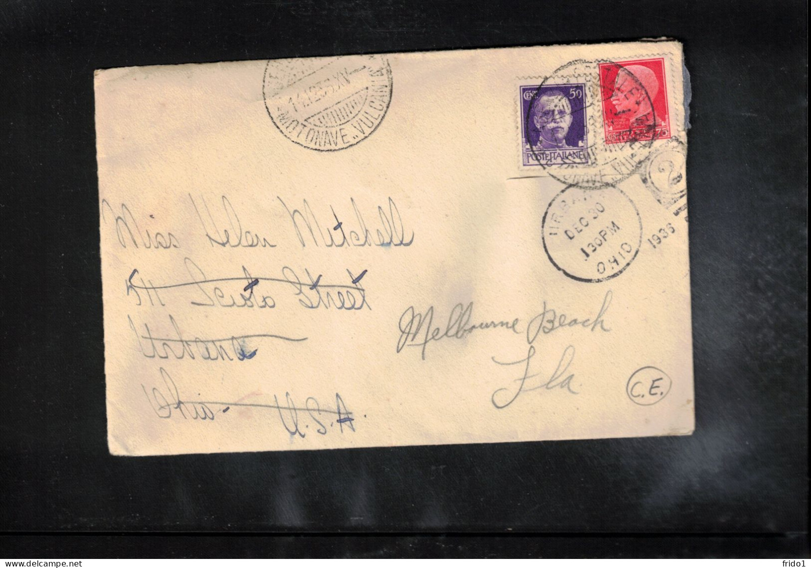 Italy / Italia 1936 Sea Mail Ship VULCANIA  Interesting Letter To Urban USA - Marcophilie