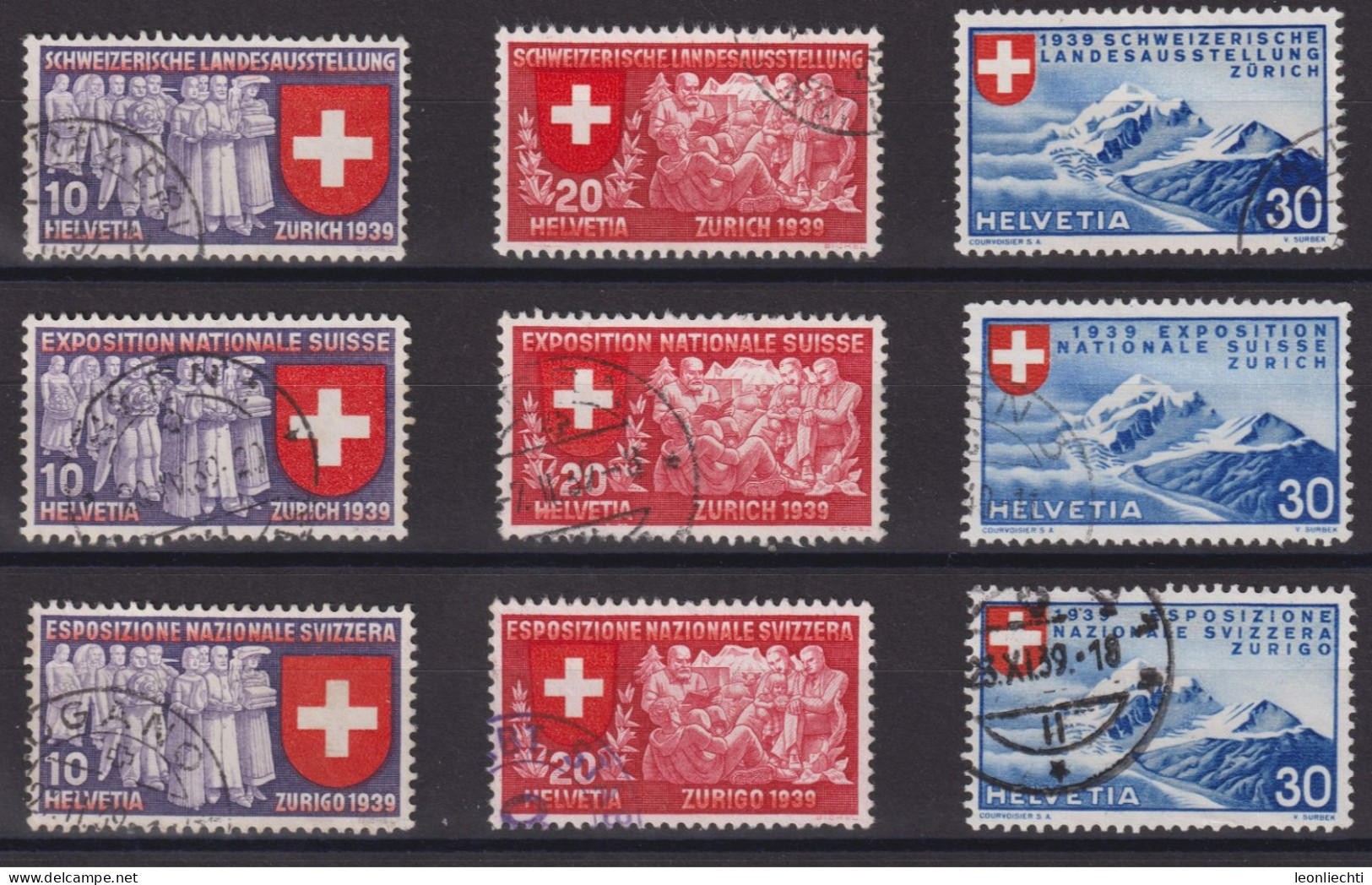 1939  Schweizerische Landesausstellung ⵙ Zum: 219-227, Mi: 335-343 Dt-fr-it, - Used Stamps