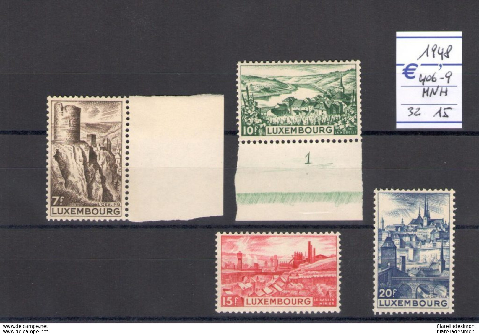 1948 Lussemburgo  " Paesaggi Serie Ordinaria " 4 Valori N° 406-409 MNH** - Autres & Non Classés