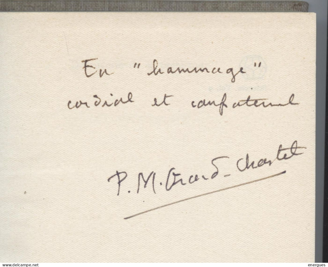 Autographe, Dédicace ,Paule-Marie Grand, Préhistorienne, épouse Chastel Historien Art  Préhistoire,abbé Breuil, Boucher - Other & Unclassified