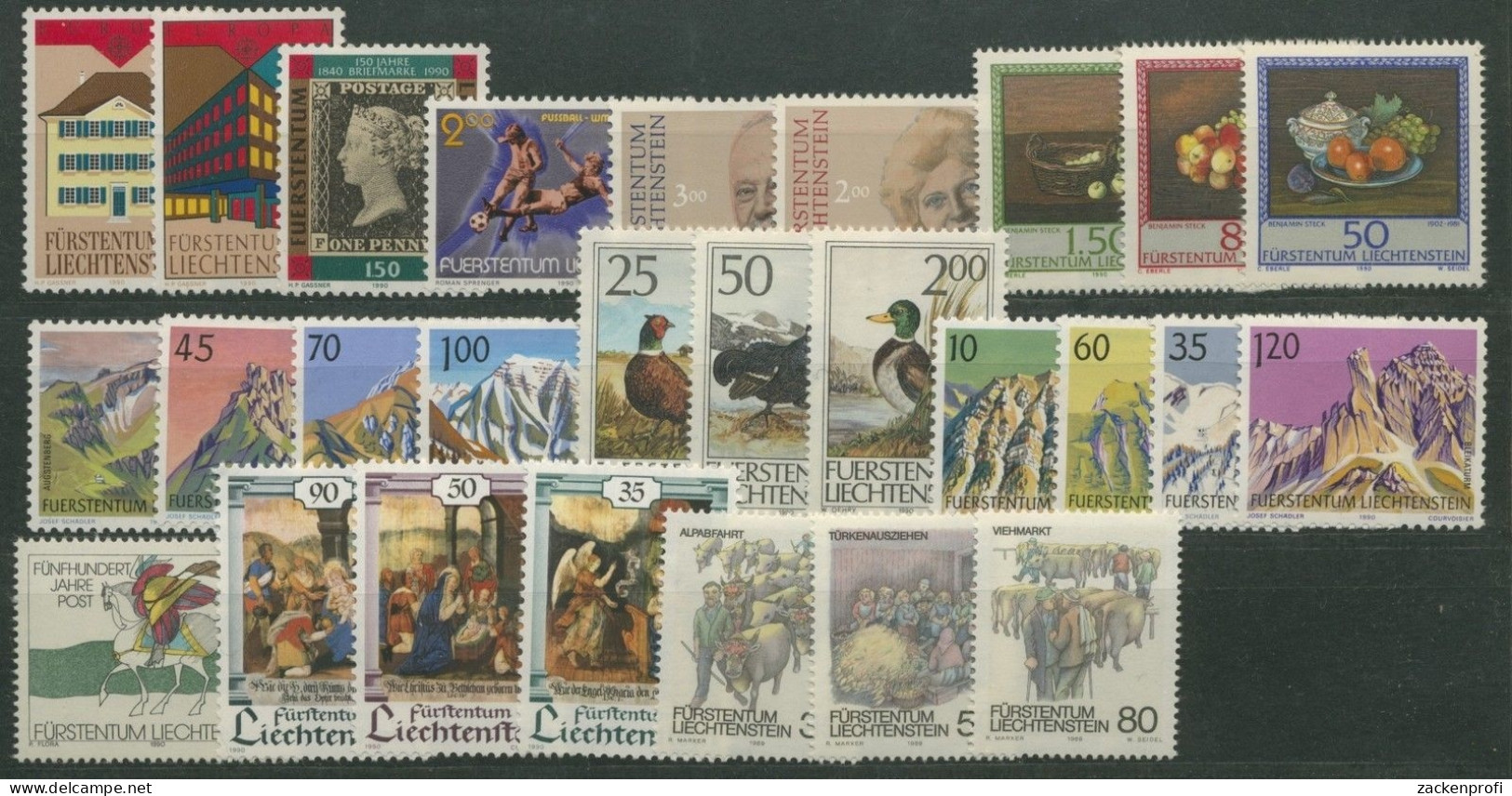 Liechtenstein 1990 Jahrgang Komplett Postfrisch (G1460) - Ungebraucht