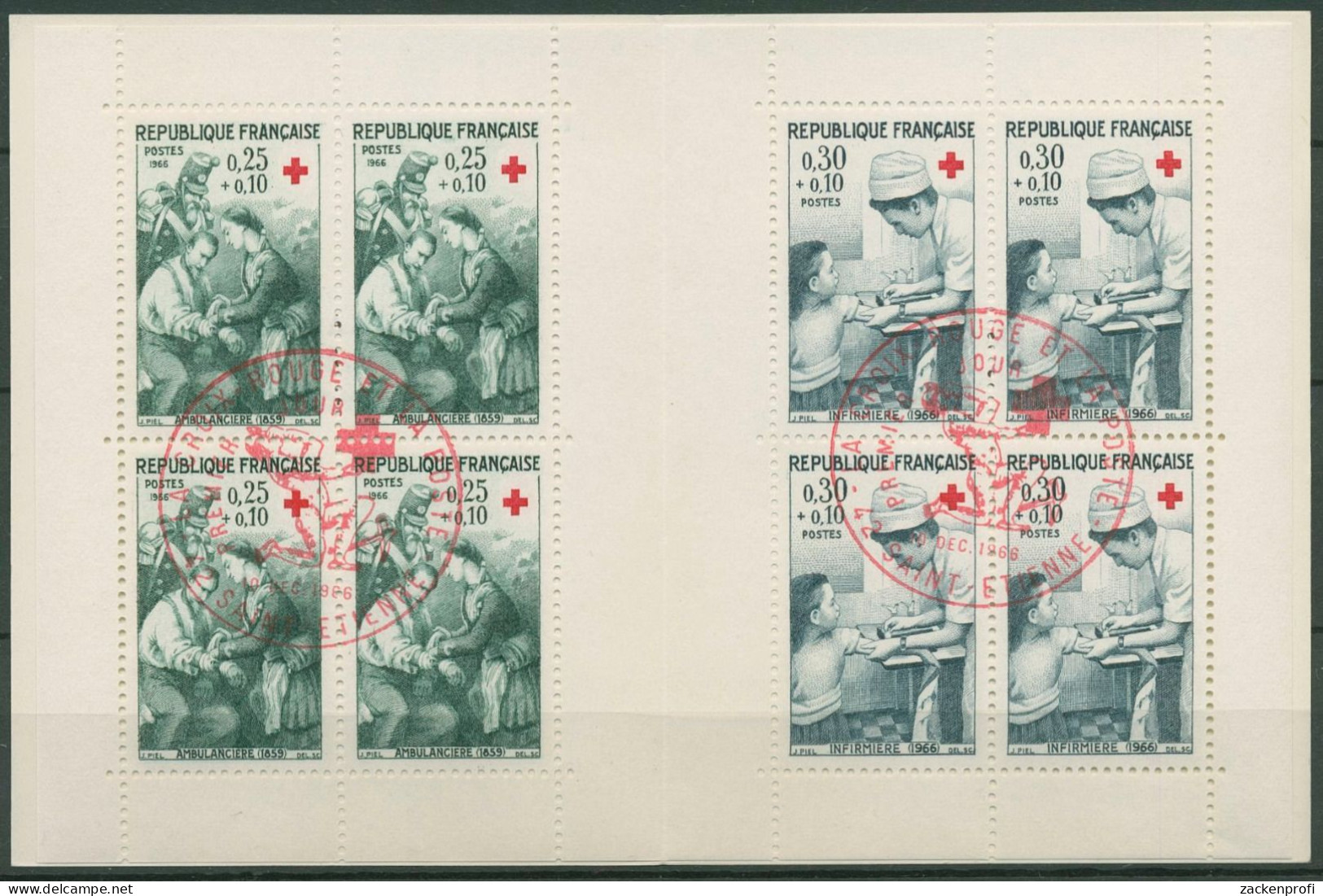 Frankreich 1966 Rotes Kreuz Markenheftchen 1568/89 MH Gestempelt (C99703) - Red Cross