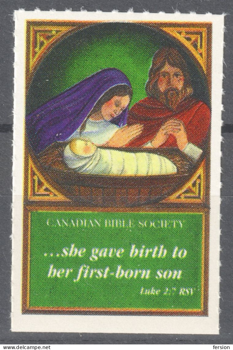 CANADA Bible Society / Christianity - Charity Label Cinderella Vignette  - Mary Joseph Jesus Three Kimgs Angel - Christentum