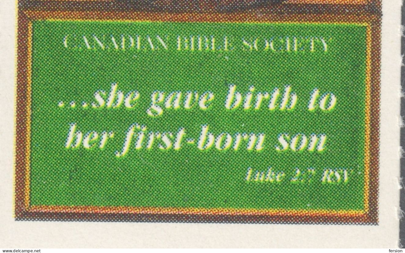 CANADA Bible Society / Christianity - charity label cinderella vignette  - Mary Joseph Jesus Three Kimgs Angel