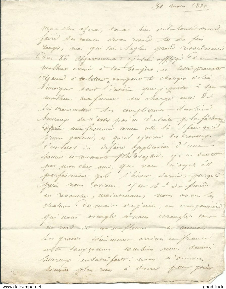 FRANCE LETTRE PARIS POUR BOUILLON  DE 1830  LETTRE COVER - 1801-1848: Vorläufer XIX