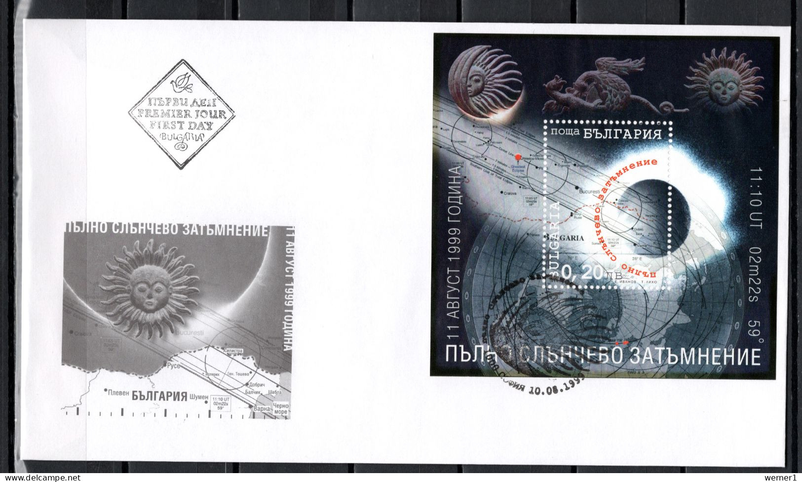 Bulgaria 1999 Space, Total Eclipse S/s On FDC - Europa