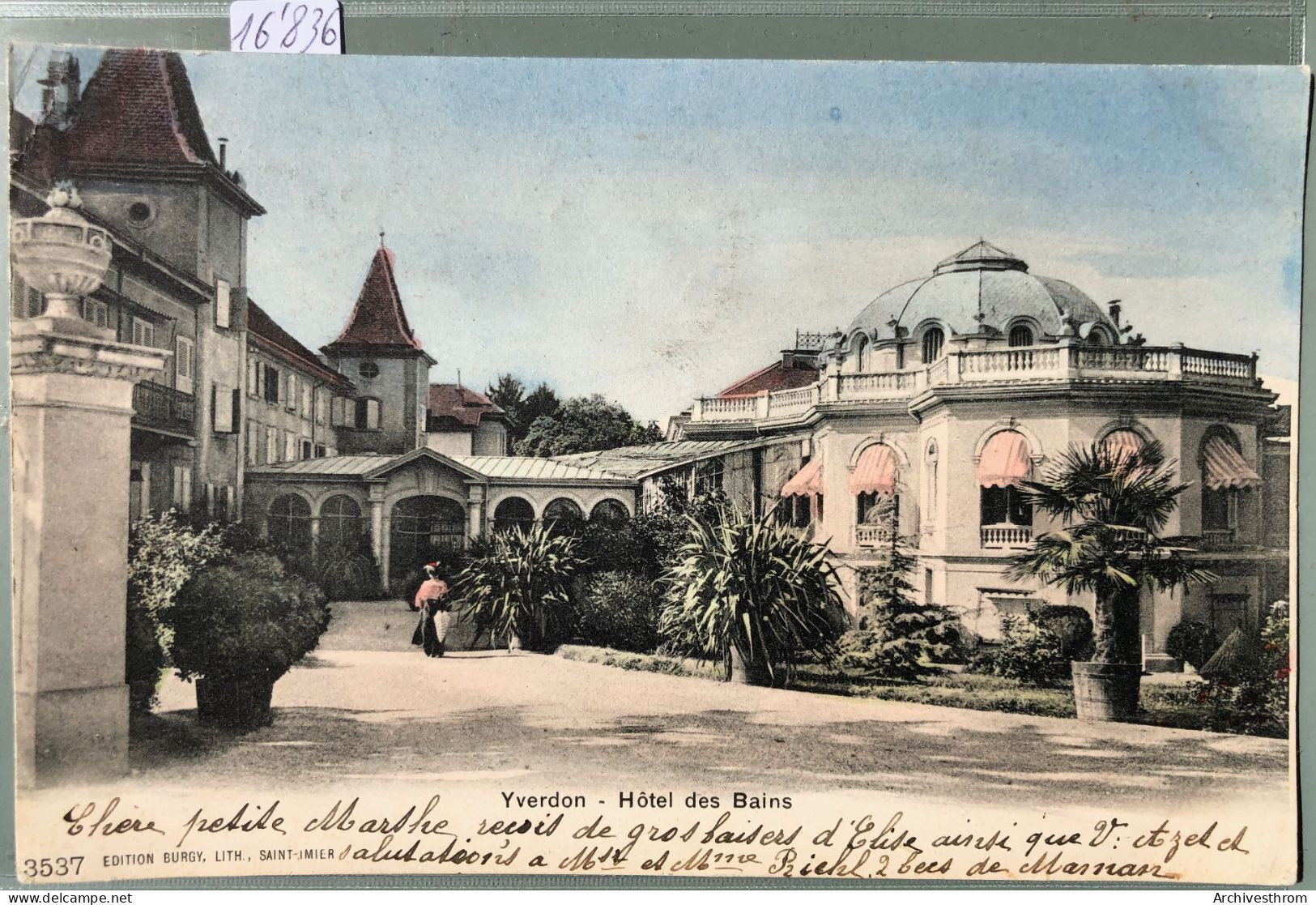 Yverdon-les-Bains (Vaud) Hôtel Des Bains Vers 1905 ; Colorisée (16'836) - Yverdon-les-Bains 