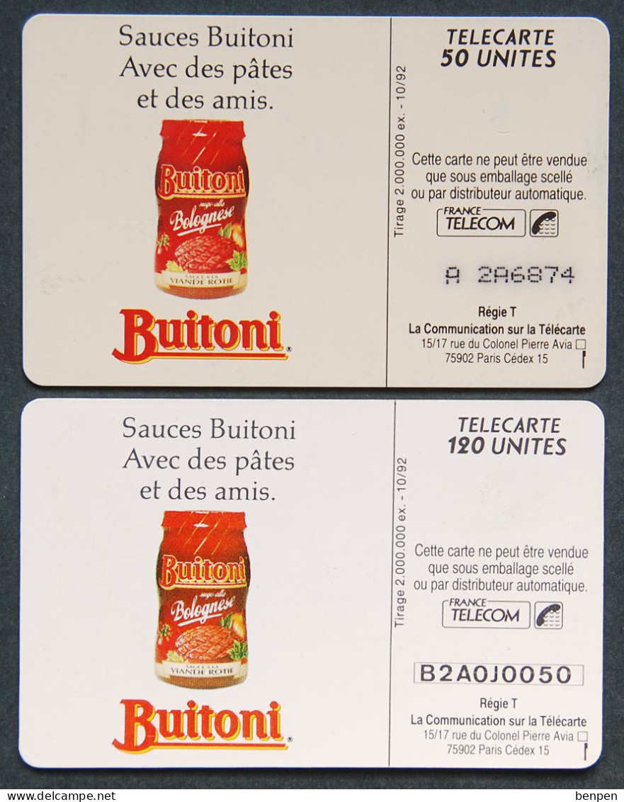 Télécartes BUITONI 1992 Amis à Dîner Bocal Sauce Pour Pâtes 50U 120U France Telecom - Zonder Classificatie