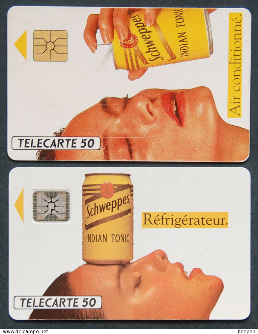 Télécartes SCHWEPPES Indian Tonic Canette Jaune 1992 Réfrigérateur Air Conditionné Sport Club 50U France Telecom - Non Classés