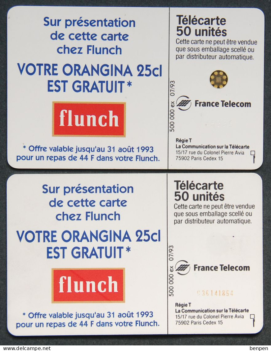 Télécartes ORANGINA Pulpe D'orange 1993 Petite Bouffe Succès Fou Bouteille Soda Flunch 50U France Telecom - Ohne Zuordnung