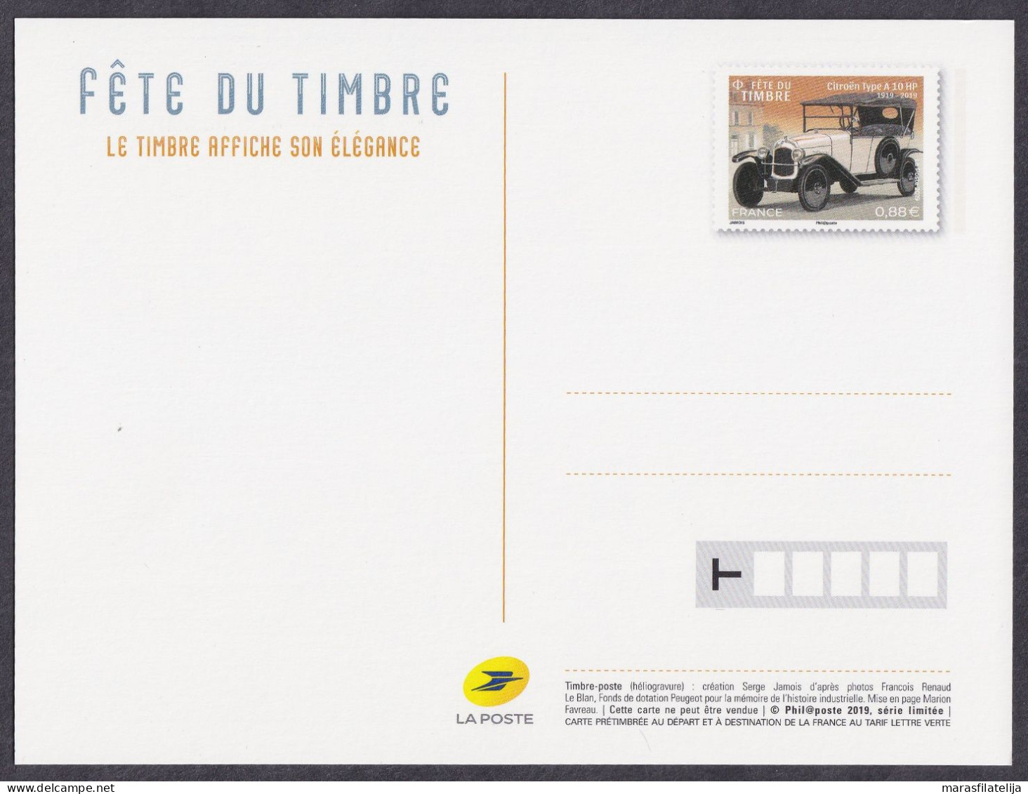 France 2019, Auto, Citroën  Type A 10 HP, Stationery Card - Sonstige & Ohne Zuordnung