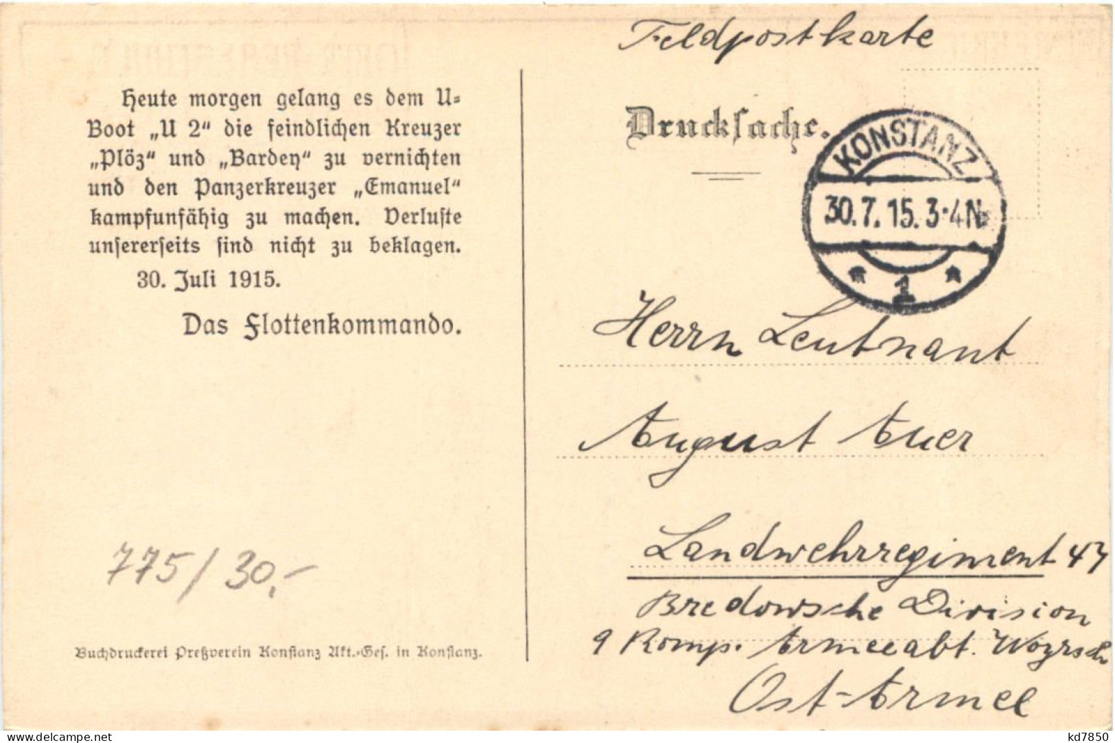 Konstanz - Oberrealschule 1914 - Studentika - Konstanz