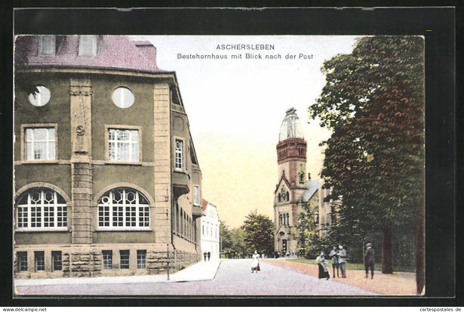 AK Aschersleben, Restaurant Bestehornhaus Mit Blick Nach Der Post  - Aschersleben