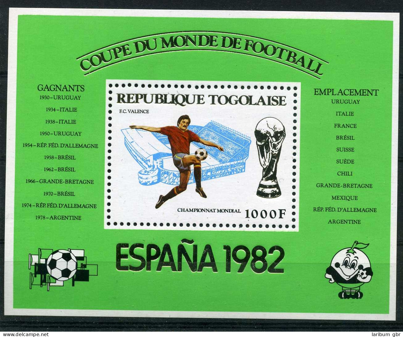 Togo Block 178 Postfrisch Fußball #GE415 - Togo (1960-...)