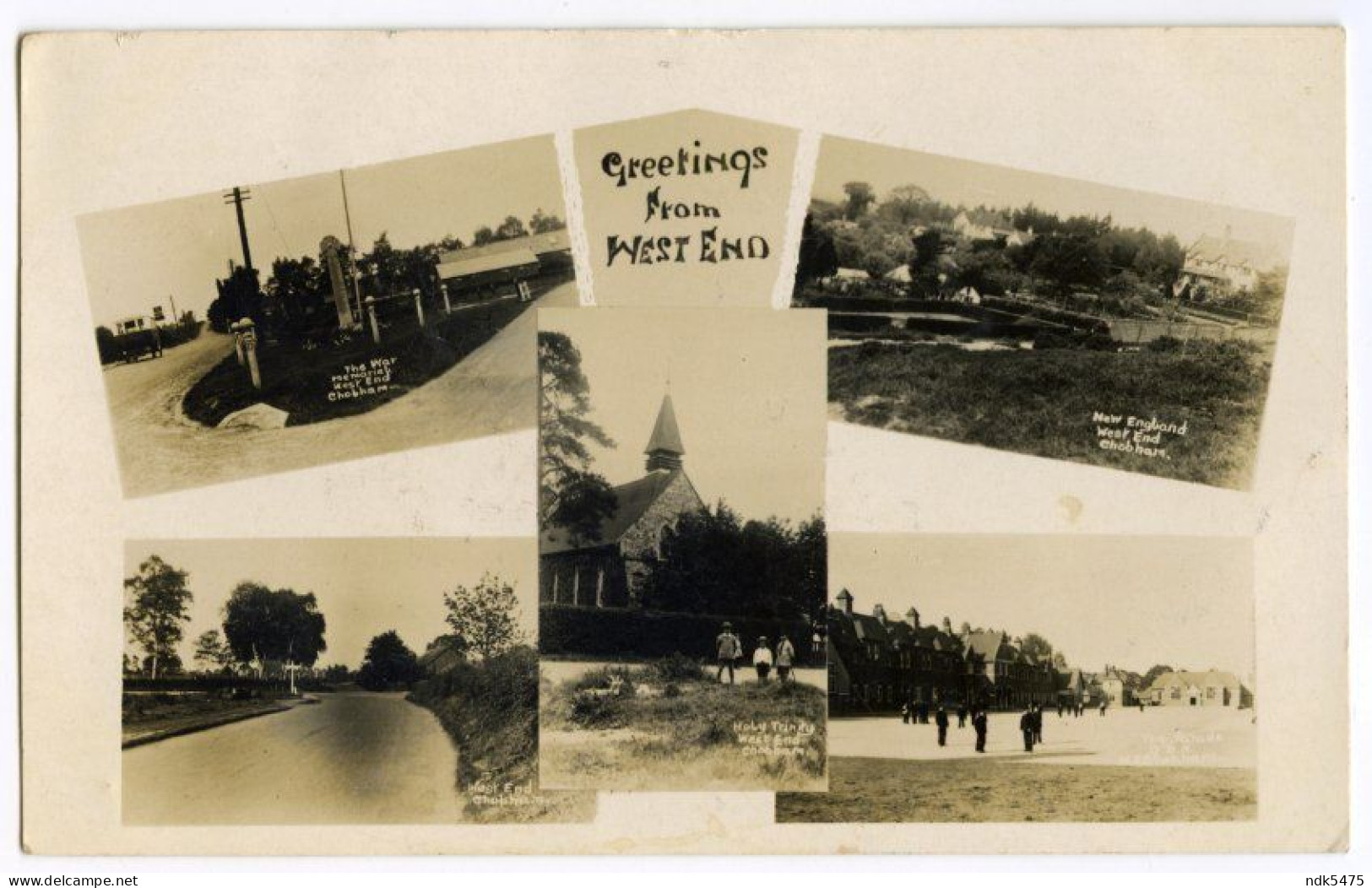 CHOBHAM - GREETINGS FROM WEST END - WAR MEMORIAL, CHURCH / LIGHTWATER / CROWBURGH, BEACON ROAD (BATTEN) - Surrey