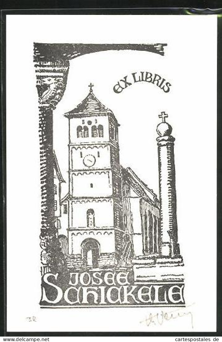 Exlibris Josee Schickele, Kirche Mit Denkmal  - Ex Libris