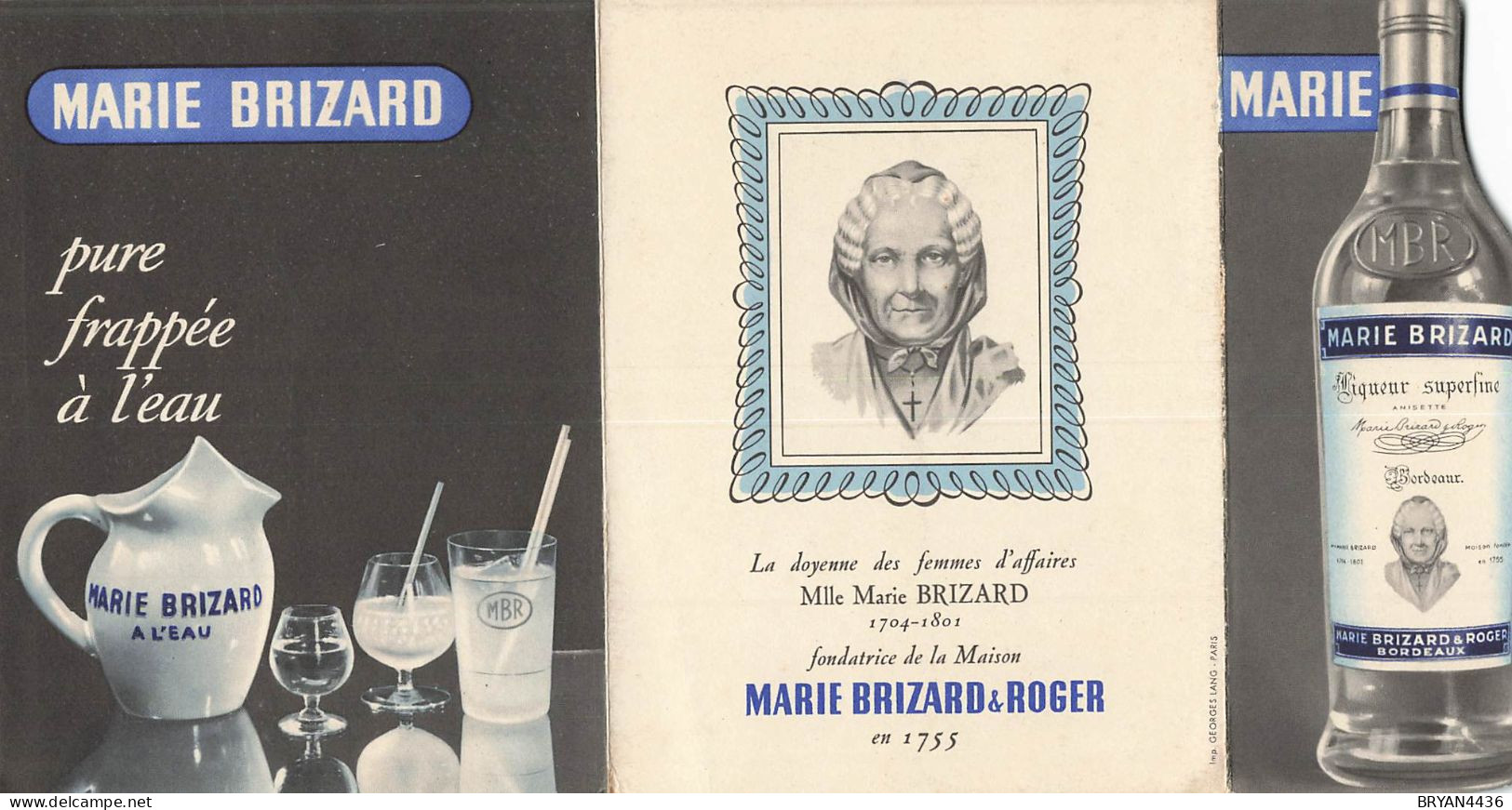 MARIE BRIZARD & ROGER - CARTE ANCIENNE PUB 3 VOLETS - Format Fermé (11x14cm) - TRES BON ETAT - Food