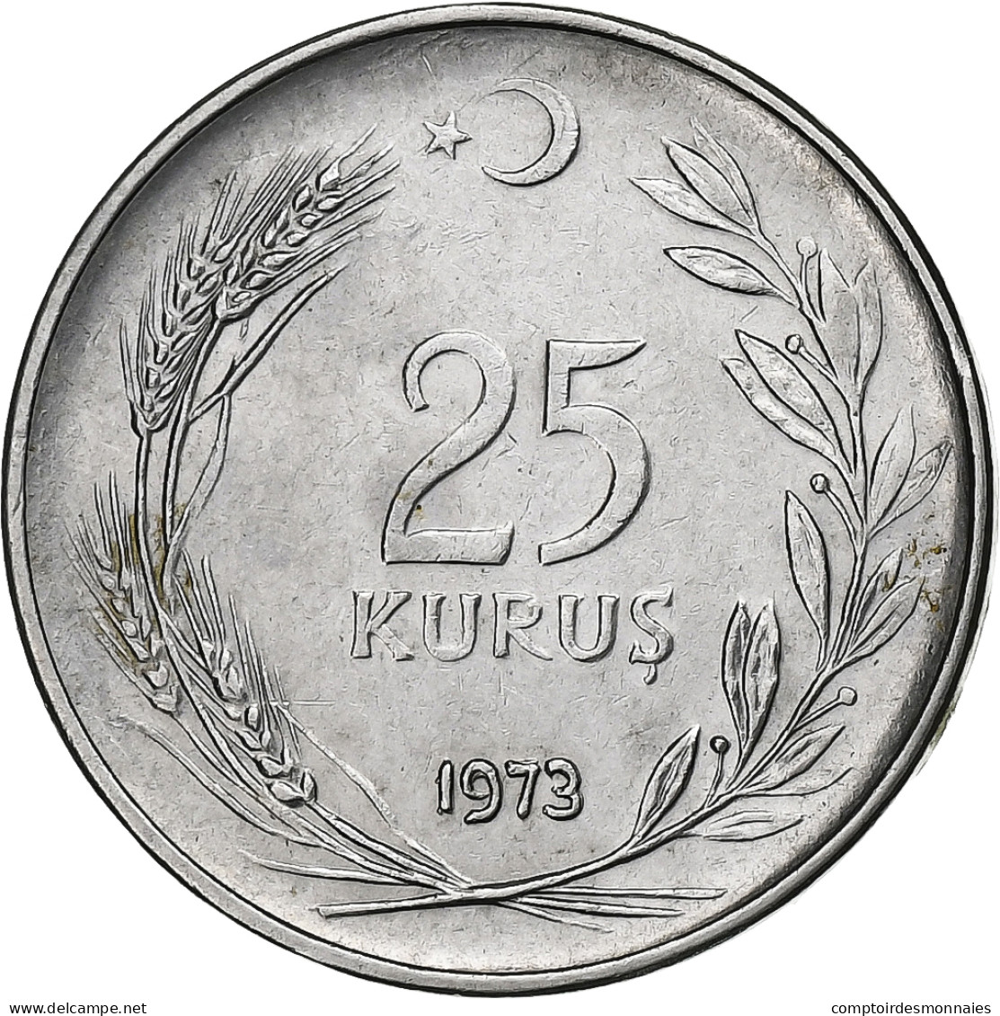 Turquie, 25 Kurus, 1973, Acier Inoxydable, SUP, KM:892.3 - Turkey