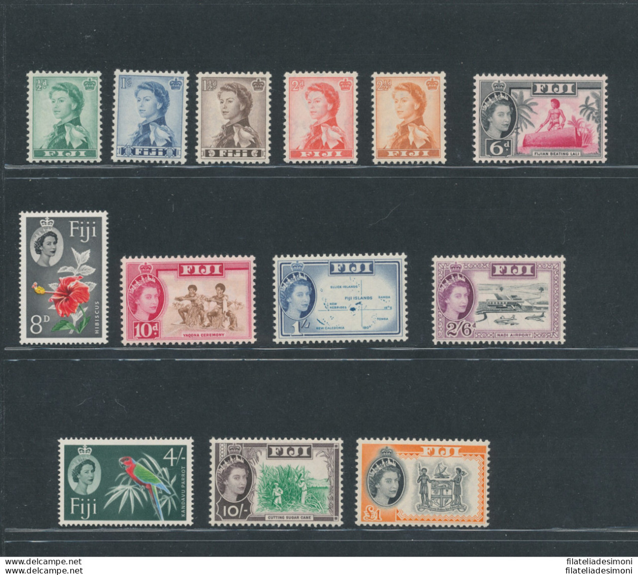 1959-63 Fiji - Stanley Gibbons N. 298/310 - 13 Valori - MNH** - Autres & Non Classés