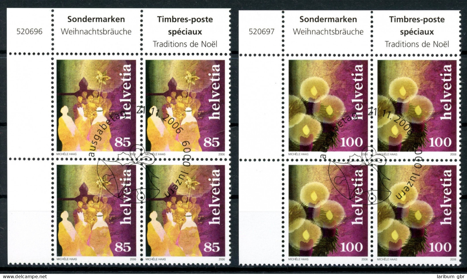 Schweiz 4er Blöcke 1991-1992 Weihnachten Ersttagssonderstempel #IJ094 - Sonstige & Ohne Zuordnung