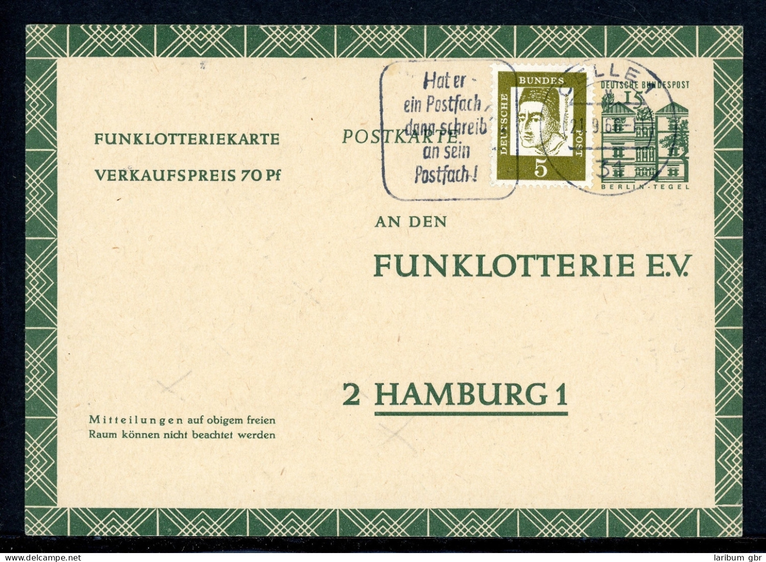 Bund Funklotterie-Postkarte FP 11 Gestempelt Zusatzfrankatur #HO589 - Other & Unclassified