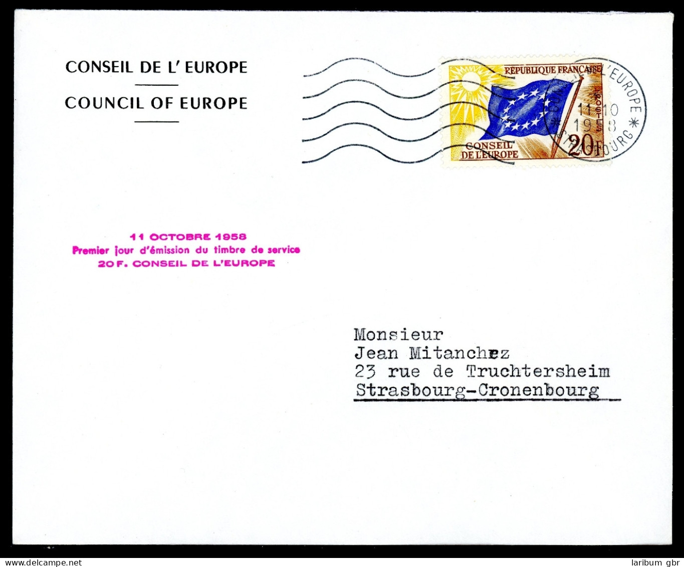 Frankreich Dienstmarke Europarat 3 Ersttagesbrief/FDC #HK194 - Other & Unclassified