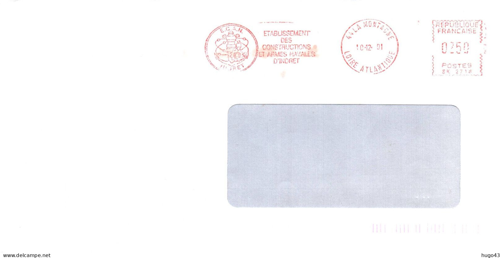 ENVELOPPE AVEC EMA ETABLISSEMENT DES CONSTRUCTIONS ET ARMES NAVALES D'INDRET LE 10/12/2001 - Seepost