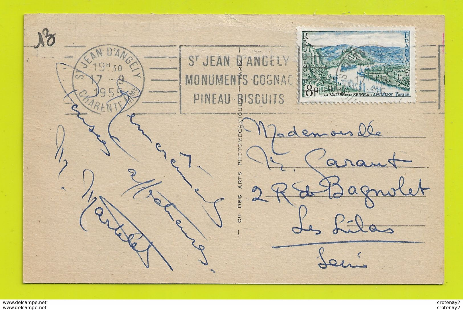 17 SAINT JEAN D'ANGELY N°6 Fontaine Du PILORI Et Rue Gambetta Magasin Nouveautés VOIR DOS Et Flamme En 1955 - Saint-Jean-d'Angely