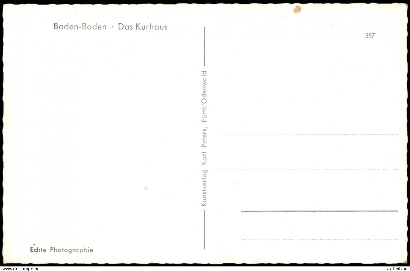 Ansichtskarte Baden-Baden Kurhaus, Colorierte Fotokarte 1961 - Baden-Baden