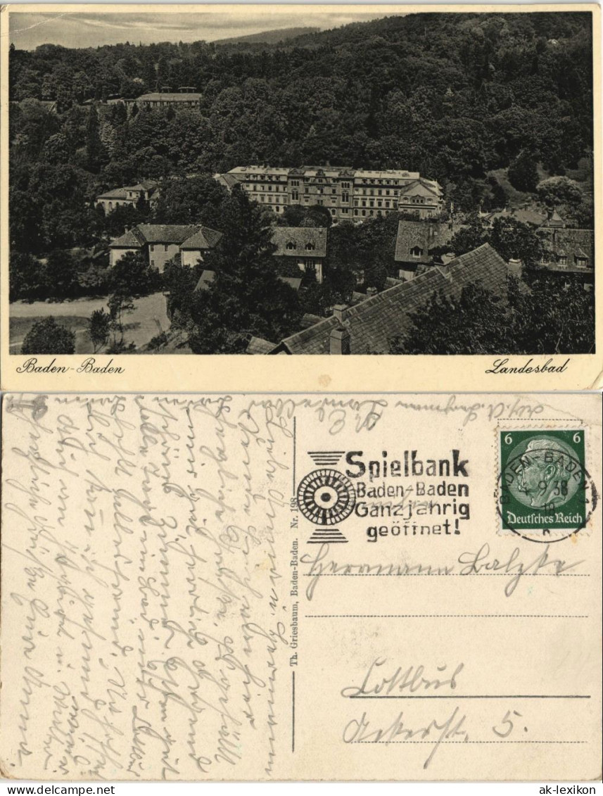 Ansichtskarte Baden-Baden Landesbad 1938 - Baden-Baden