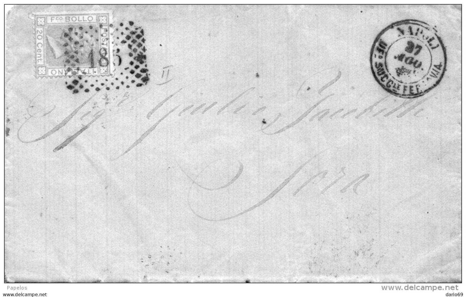 1863 LETTERA CON ANNULLO NAPOLI - Marcophilie