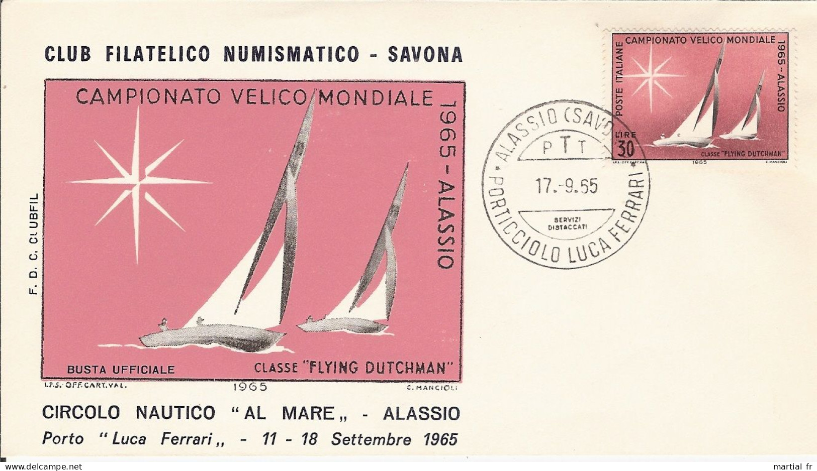 BATEAU SCHIFF BOAT VOILE VOILIER SEGEL WASSER WATER EAU VELA SAVONA 16.9.1965 CHAMPIONNAT MONDE Flying Dutchman ALASSIO - Voile