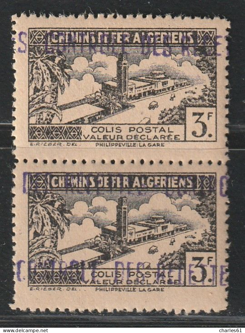 ALGERIE - COLIS POSTAUX - N°86 ** En Paire (1941-42) 3f Noir - Parcel Post