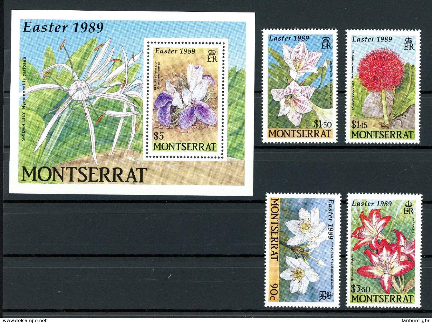 Montserrat 741-744 + Bl 52 Postfrisch Blumen, Ostern #JP141 - Anguilla (1968-...)