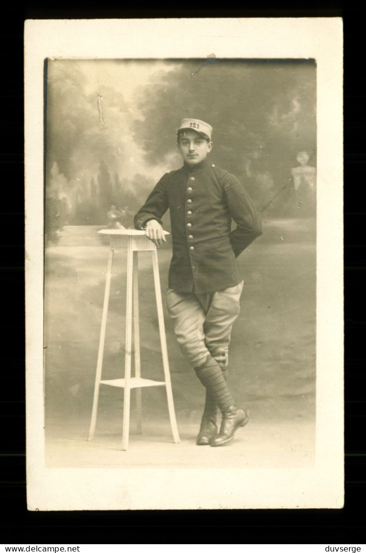 Photographe Bourry Montluçon Carte Photo Militaire Soldat  121eme Regiment D' Infanterie ( Format 9cm X 14cm ) - Régiments