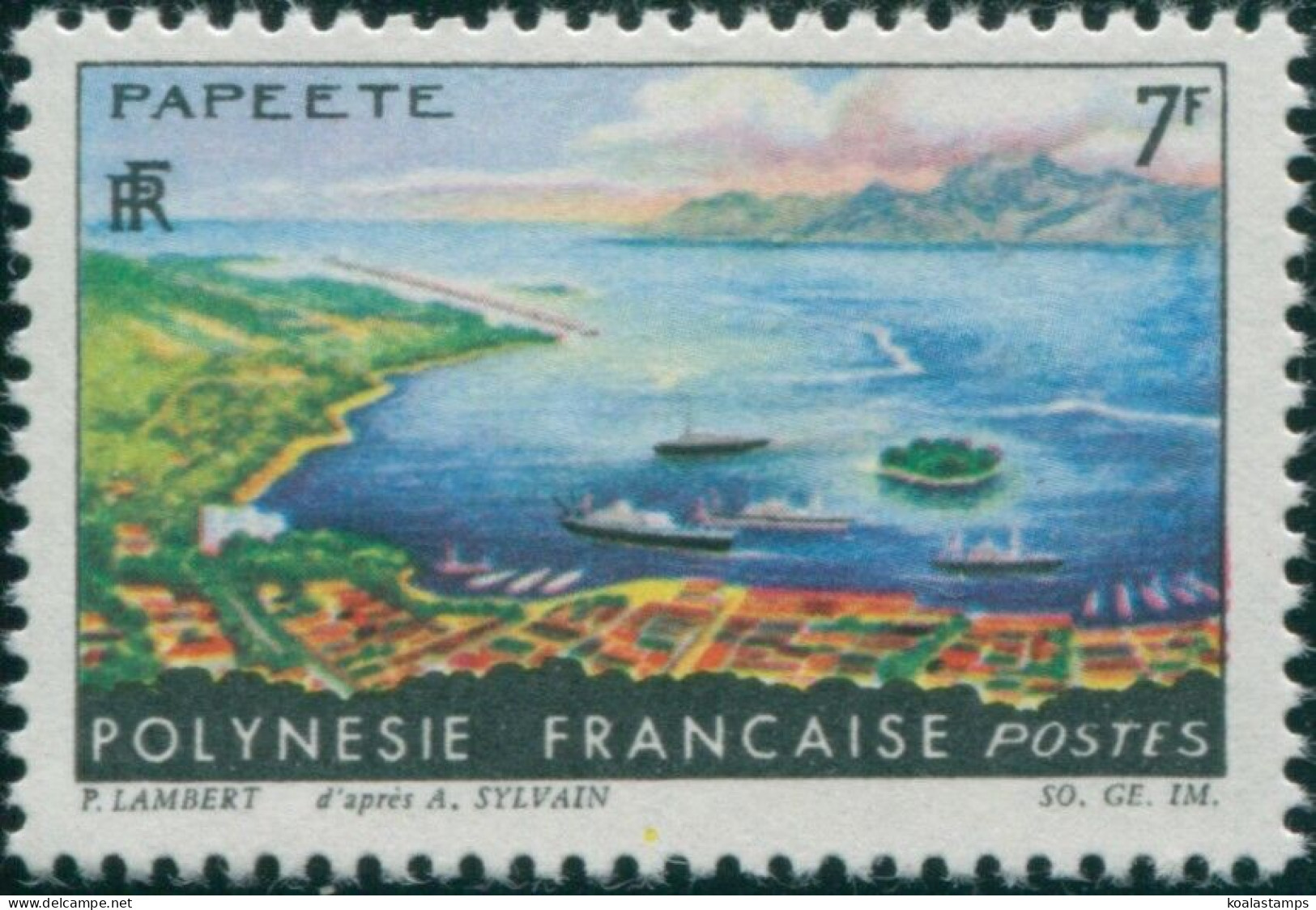 French Polynesia 1964 Sc#213,SG40 7f Landscape Papeete MNH - Autres & Non Classés