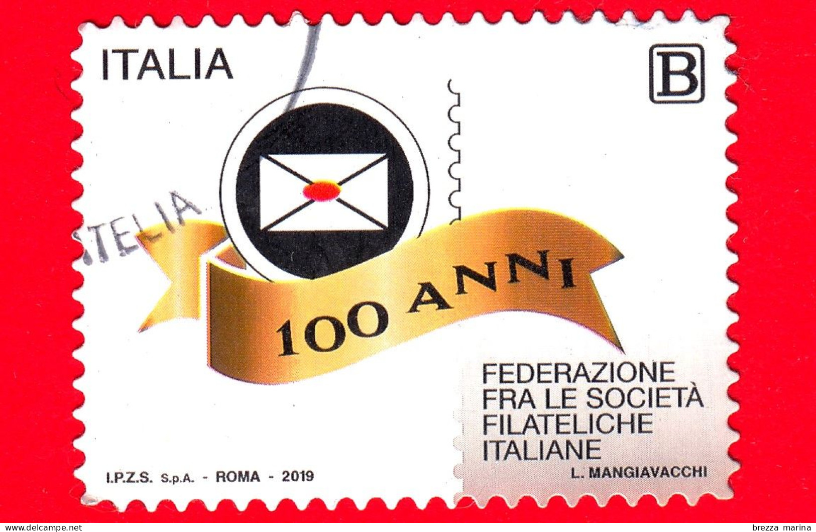 ITALIA - Usato - 2019 - 100 Anni Della Federazione Fra Le Società Filateliche Italiane – Logo - B - 2011-20: Gebraucht