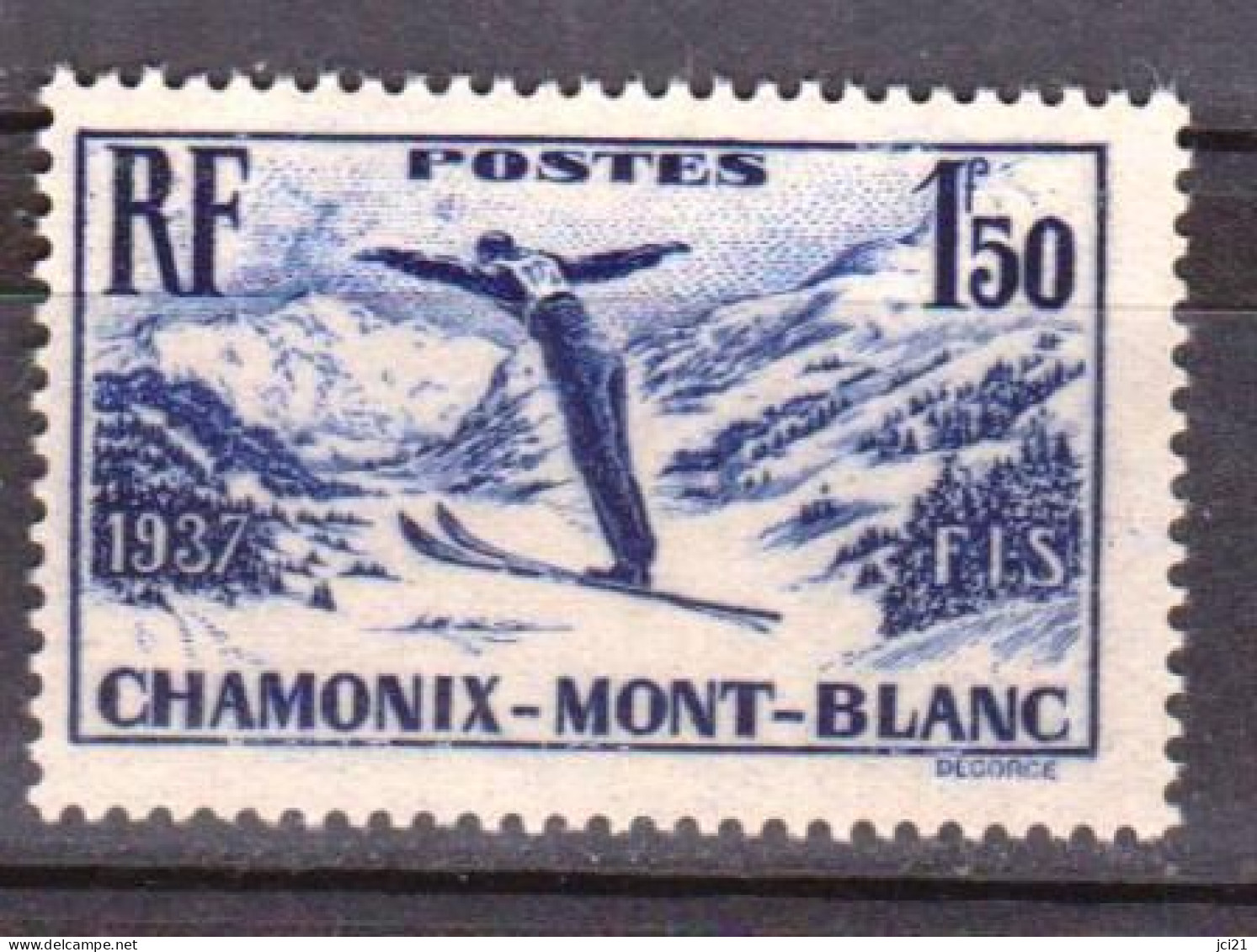 TIMBRE Y&T 334 - 1937 N** " CHAMPIONNATS INTERNATIONAUX DE SKI À CHAMONIX " (1706)_Ti704 - Ungebraucht