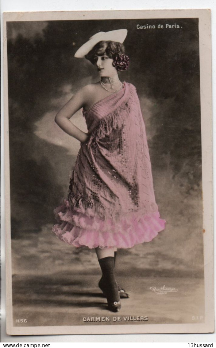 Carte Postale Ancienne Artiste De Music Hall Carmen De Villers - Casino De Paris - Photographie Reutlinger - Artistes