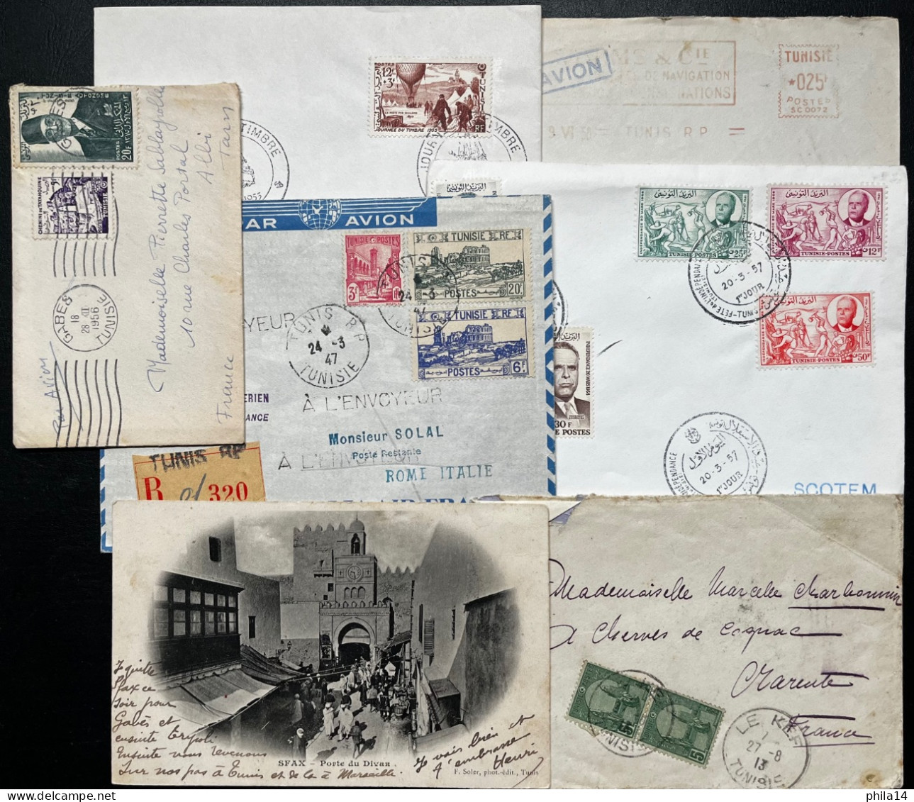 SP LOT DE 7 ENVELOPPES & CARTE TUNISIE / LOT N° 510 - Tunesien (1956-...)