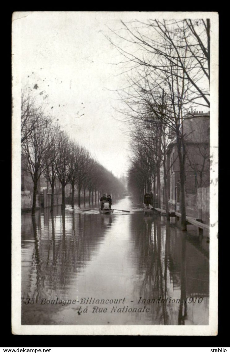 92 - BOULOGNE-SUR-SEINE - INONDATIONS DE 1910 - LA RUE NATIONALE - EDITEUR ROSE - Boulogne Billancourt