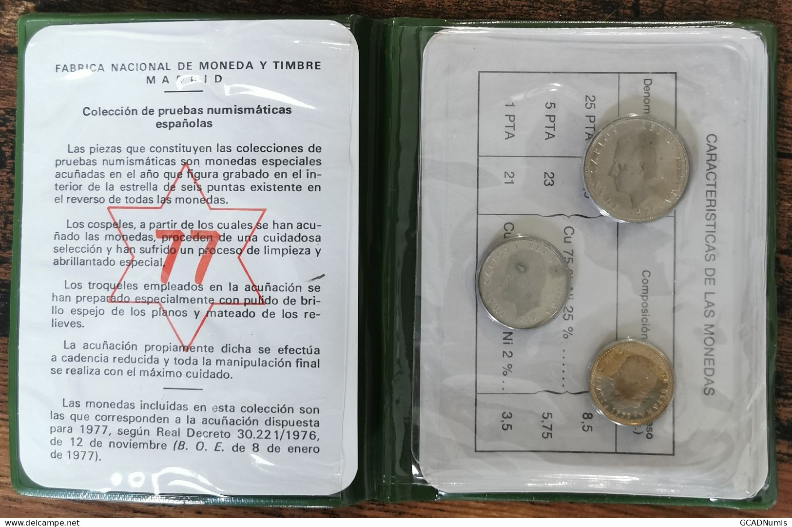 ESPAGNE 1977 Cartelette 3 Pièces UNC 1, 5 Et 25 Pesetas 1975 JUAN CARLOS Ier - Mint Sets & Proof Sets