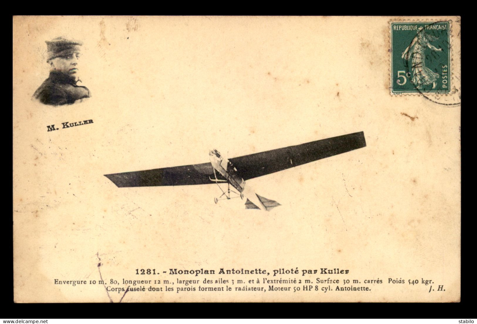 AVIATION - MONOPLAN ANTOINETTE PILOTE PAR KULLER - ....-1914: Précurseurs