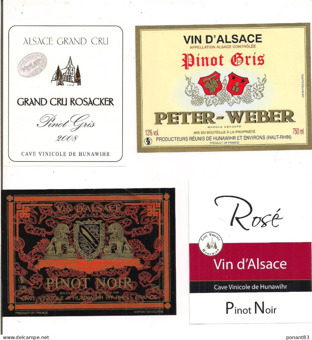 Etiquettes Pinot Gris 2008 Grand Cru Rosacker Et Peter-Weber, Noir  Et Rosé  - Cave De Hunawihr - - Andere & Zonder Classificatie